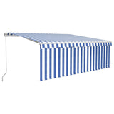 Vidaxl luifel handmatig uittrekbaar met rolgordijn 4x3 m blauw en wit