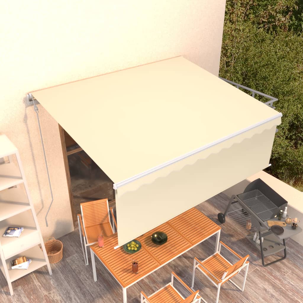 VidaXL Luifel automatisch uittrekbaar met rolgordijn 4,5x3 m crème
