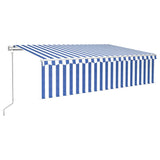 VidaXL Luifel automatisch rolgordijn LED windsensor 6x3 cm blauw wit