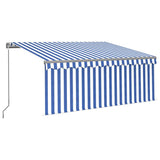 Vidaxl luifel handmatig uittrekbaar met rolgordijn 3x2,5 m blauw wit