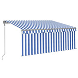 VidaXL Luifel automatisch uittrekbaar met rolgordijn 3x2,5 m blauw wit