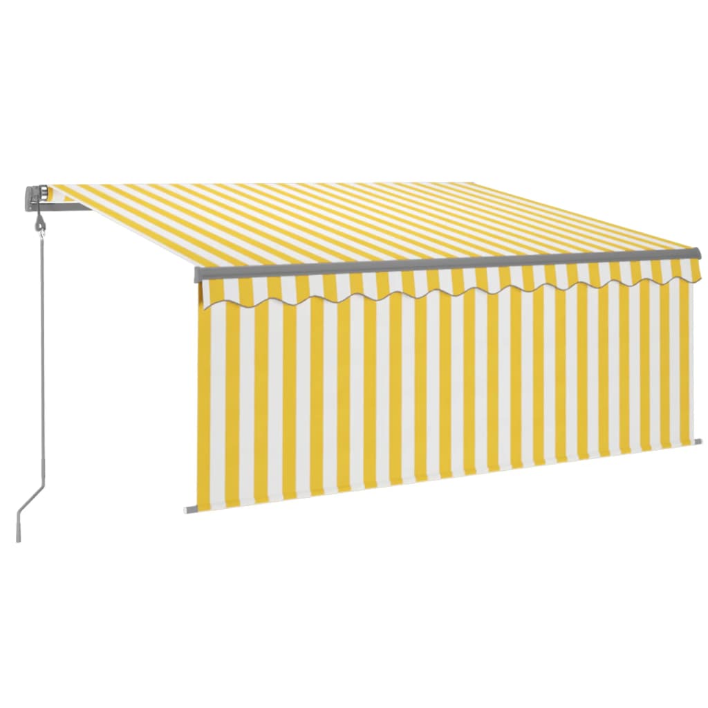 VidaXL Luifel automatisch met gordijn LED windsensor 3x2,5 m geel wit