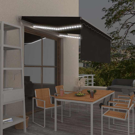 Vidaxl luifel automatisch met gordijn led windsensor 3x2,5 m antraciet
