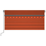 Vidaxl luifel handmatig uittrekbaar gordijn led 3,5x2,5 m oranje bruin