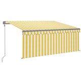 VidaXL Luifel automatisch rolgordijn LED windsensor 3,5x2,5 m geel wit
