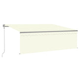 VidaXL Luifel met rolgordijn, LED en windsensor 4,5x3 m crèmekleurig