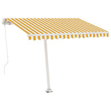 VidaXL Luifel vrijstaand handmatig uittrekbaar 300x250 cm geel en wit