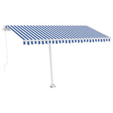 VidaXL Luifel vrijstaand handmatig uittrekbaar 400x300 cm blauw en wit
