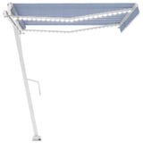 VidaXL Luifel automatisch met LED en windsensor 450x300 cm blauw wit