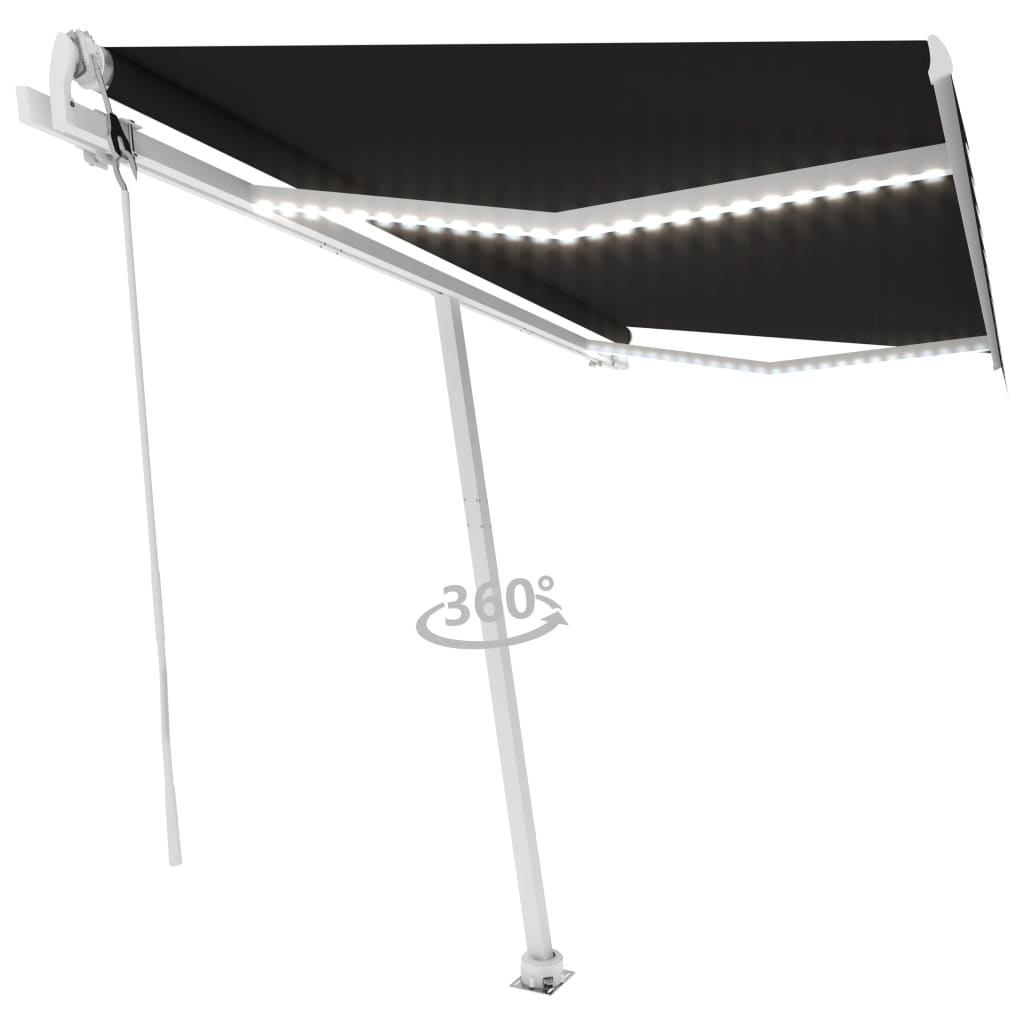 VidaXL Luifel automatisch met LED en windsensor 450x300 cm antraciet