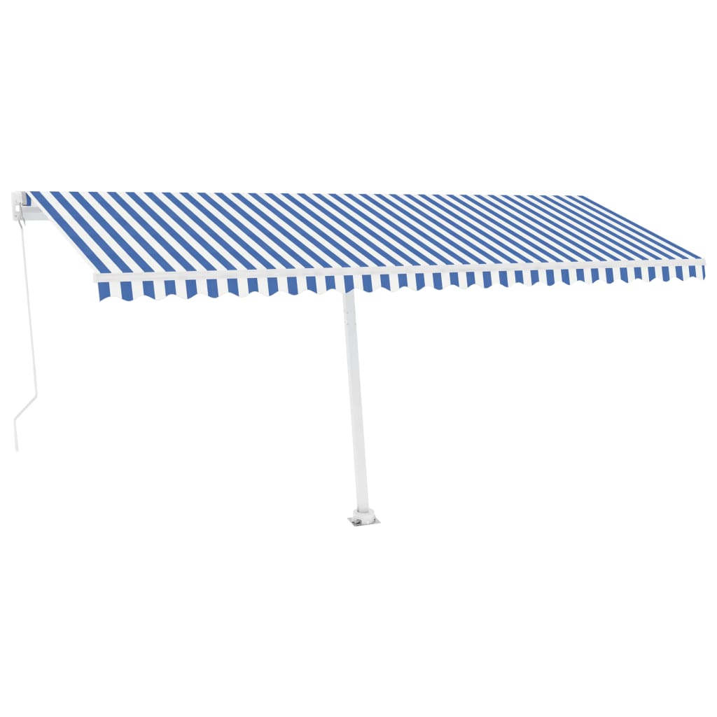 VidaXL Luifel vrijstaand handmatig uittrekbaar 500x300 cm blauw en wit