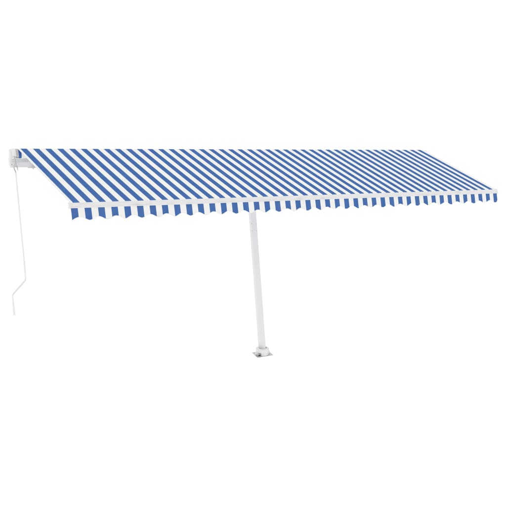VidaXL Luifel handmatig uittrekbaar met LED 600x300 cm blauw en wit