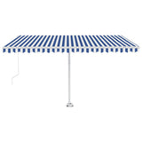 VidaXL Luifel handmatig uittrekbaar met LED 400x350 cm blauw en wit