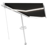 VidaXL Luifel handmatig uittrekbaar met LED 400x350 cm antracietkleur