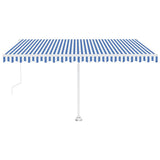 VidaXL Luifel vrijstaand automatisch 450x350 cm blauw en wit