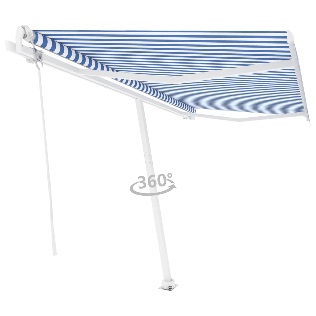 VidaXL Luifel vrijstaand automatisch 450x350 cm blauw en wit