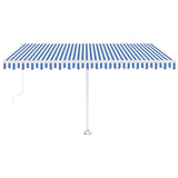 VidaXL Luifel automatisch met LED en windsensor 450x350 cm blauw wit
