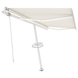 VidaXL Luifel automatisch met LED en windsensor 450x350 cm crèmekleur