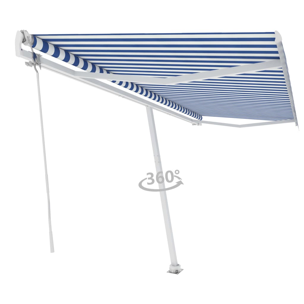 VidaXL Luifel vrijstaand automatisch 500x350 cm blauw en wit