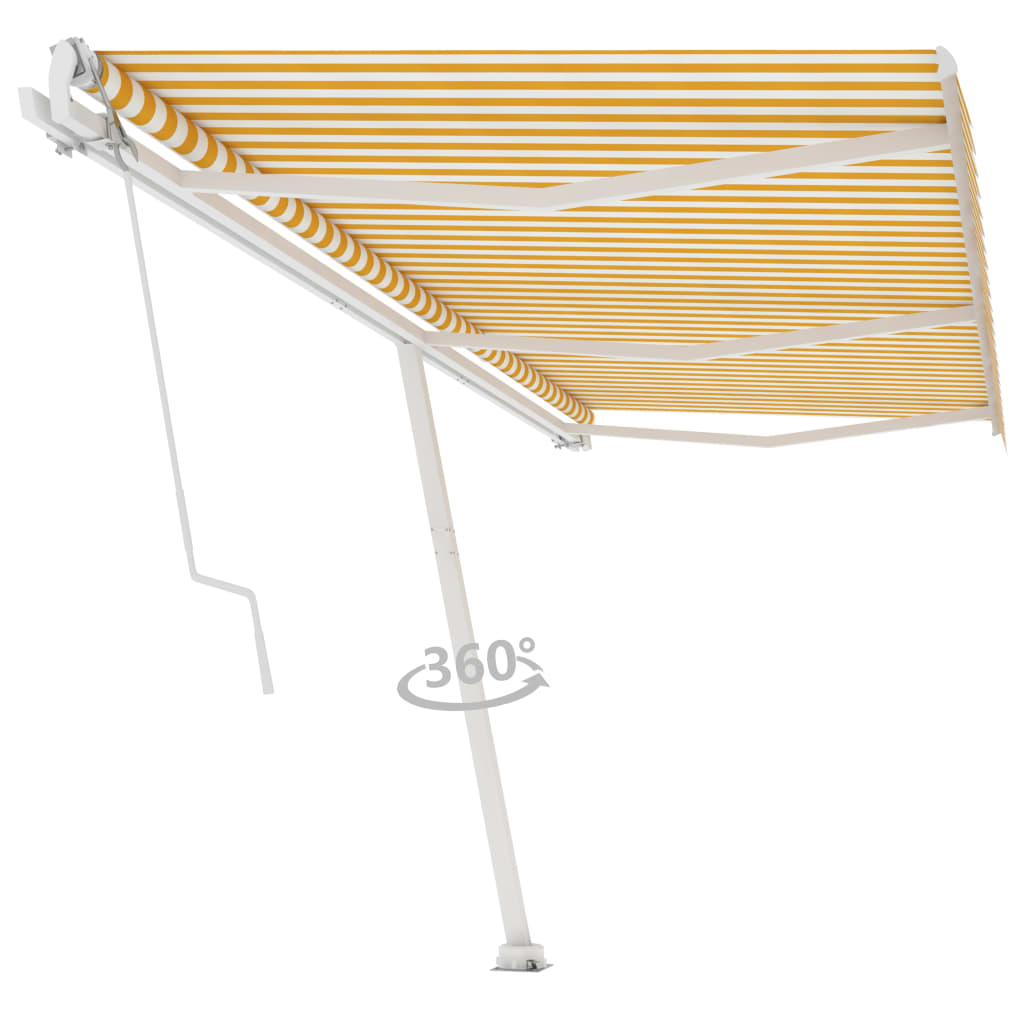 VidaXL Luifel vrijstaand automatisch 600x350 cm geel en wit