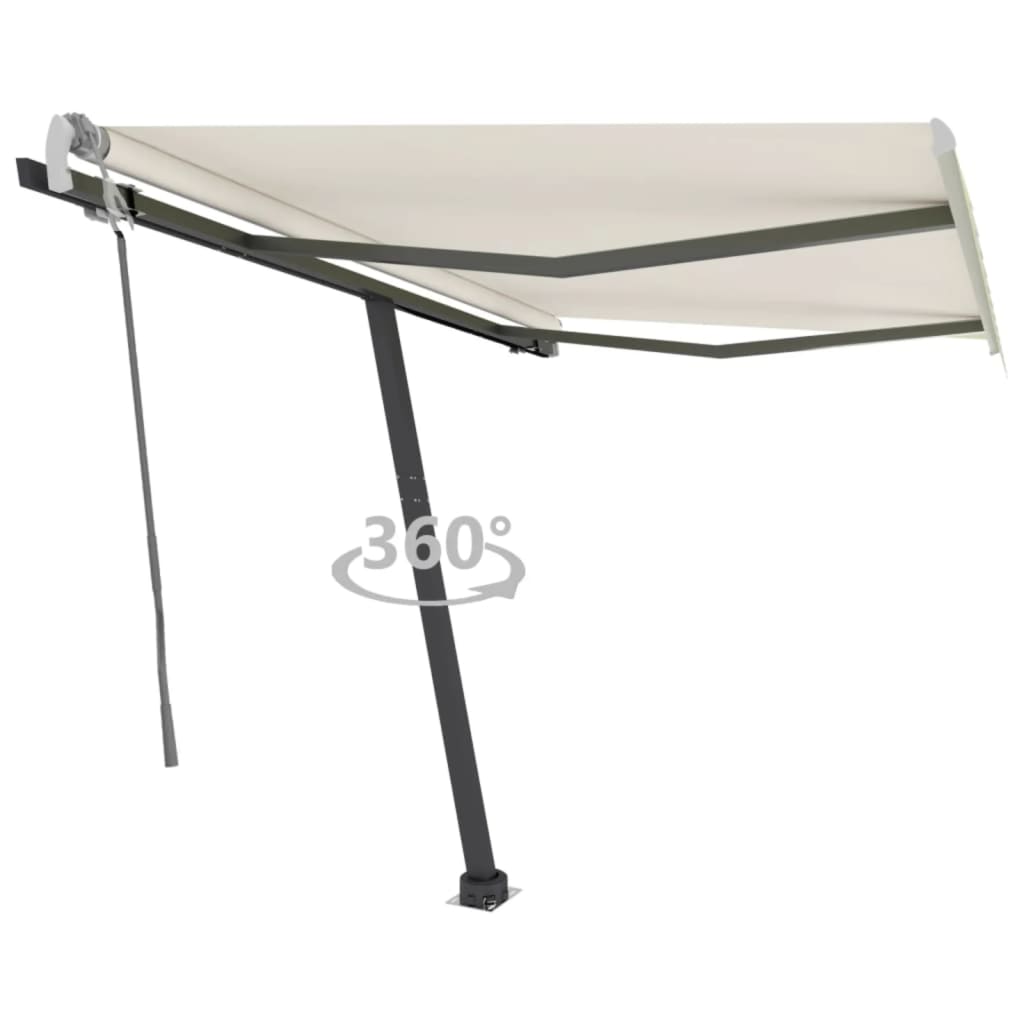 VidaXL Luifel vrijstaand handmatig uittrekbaar 300x250 cm crèmekleurig