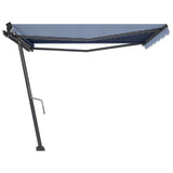 VidaXL Luifel vrijstaand handmatig uittrekbaar 400x300 cm blauw en wit