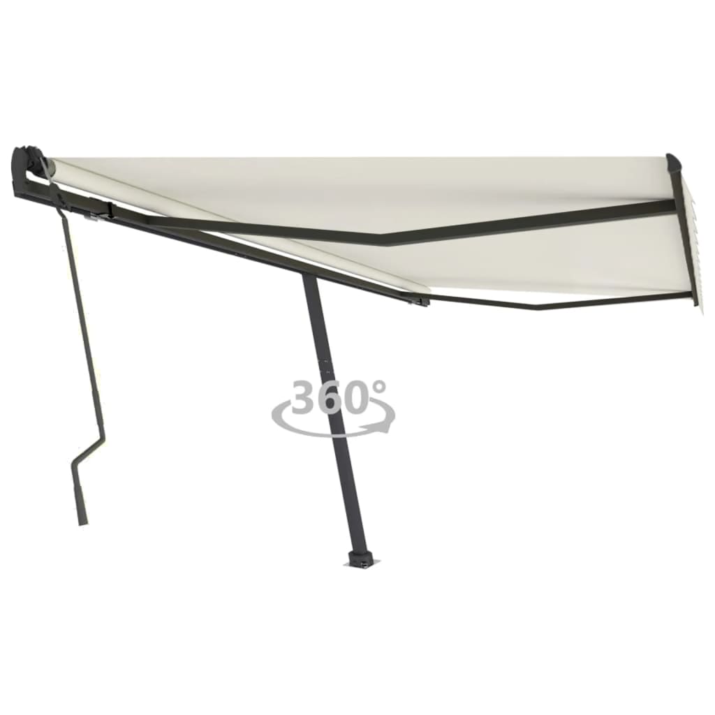 VidaXL Luifel vrijstaand handmatig uittrekbaar 400x300 cm crèmekleurig
