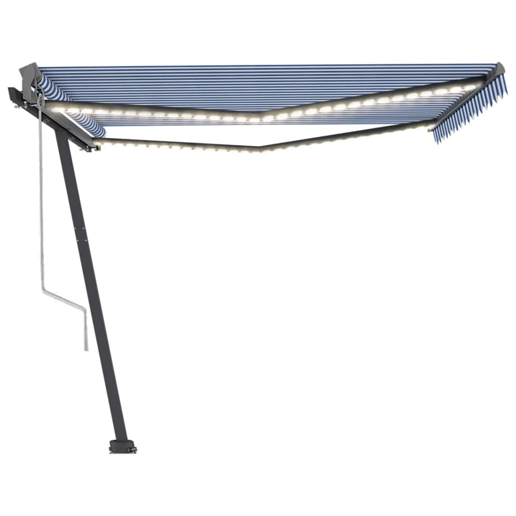 VidaXL Luifel automatisch met LED en windsensor 400x300cm blauw en wit