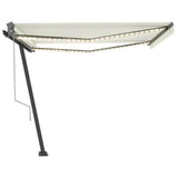 VidaXL Luifel automatisch met LED en windsensor 400x300 cm crèmekleur