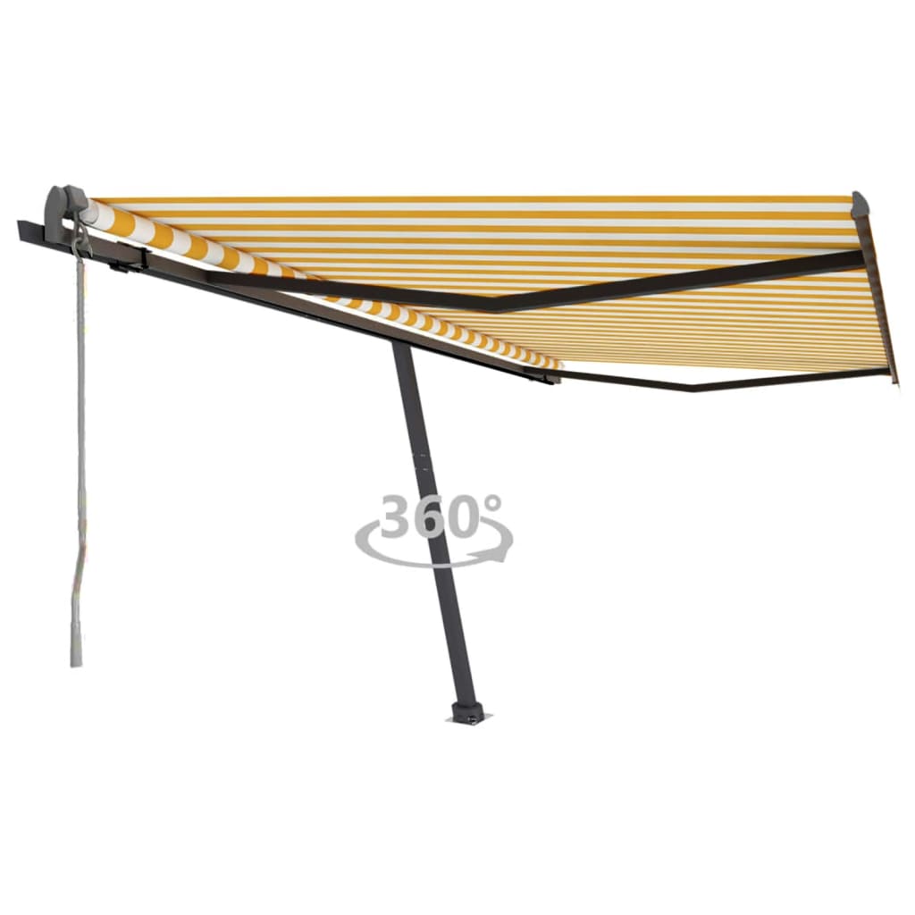 VidaXL Luifel vrijstaand automatisch 450x300 cm geel en wit