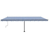 VidaXL Luifel handmatig uittrekbaar met LED 600x300 cm blauw en wit