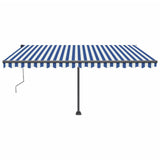 VidaXL Luifel automatisch met LED en windsensor 400x350 cm blauw wit