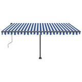 VidaXL Luifel automatisch met LED en windsensor 450x350 cm blauw wit