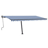 VidaXL Luifel handmatig uittrekbaar met LED 500x350 cm blauw en wit