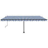 VidaXL Luifel vrijstaand automatisch 500x350 cm blauw en wit
