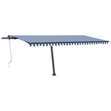 VidaXL Luifel automatisch met LED en windsensor 500x350 cm blauw wit