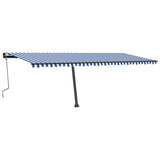 VidaXL Luifel handmatig uittrekbaar met LED 600x350 cm blauw en wit