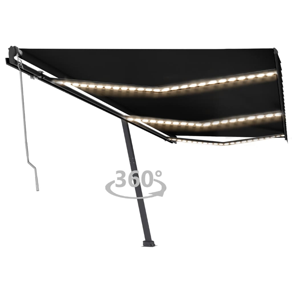 VidaXL Luifel automatisch met LED en windsensor 600x350 cm antraciet