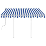 VidaXL Luifel handmatig uittrekbaar met palen 3x2,5 m blauw en wit