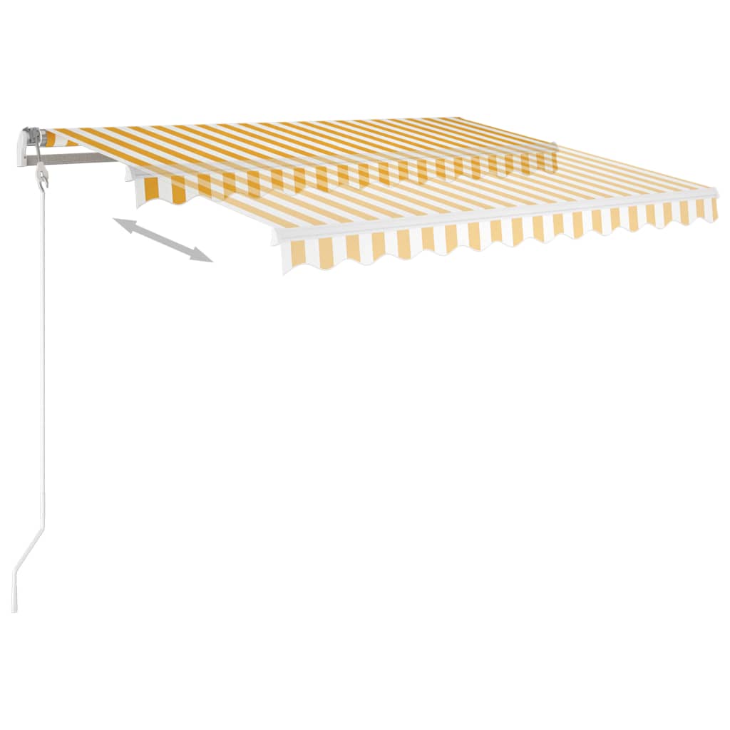 VidaXL Luifel handmatig uittrekbaar met LED 3x2,5 m geel en wit