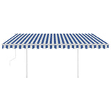 VidaXL Luifel automatisch met LED en windsensor 4x3 m blauw en wit