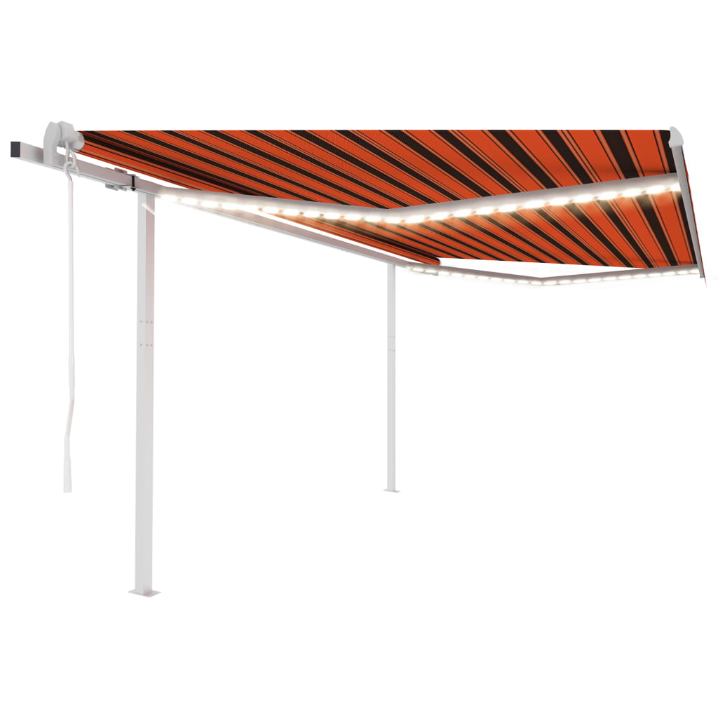 VidaXL Luifel automatisch met LED en windsensor 4x3 m oranje en bruin