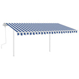 VidaXL Luifel handmatig uittrekbaar met LED 4,5x3 m blauw en wit