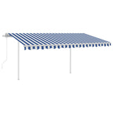VidaXL Luifel automatisch uittrekbaar met palen 4,5x3 m blauw en wit