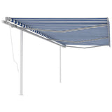 VidaXL Luifel automatisch uittrekbaar met palen 6x3 m blauw en wit