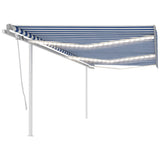 VidaXL Luifel automatisch met LED en windsensor 6x3 m blauw en wit