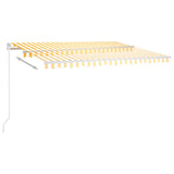 VidaXL Luifel automatisch met LED en windsensor 4x3,5 m geel en wit