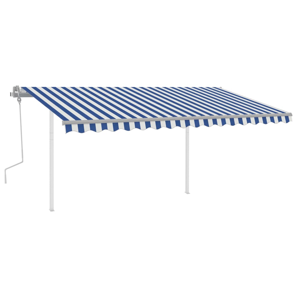 VidaXL Luifel handmatig uittrekbaar met LED 4,5x3,5 m blauw en wit