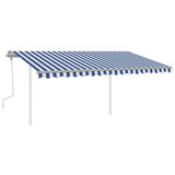 VidaXL Luifel handmatig uittrekbaar met LED 4,5x3,5 m blauw en wit