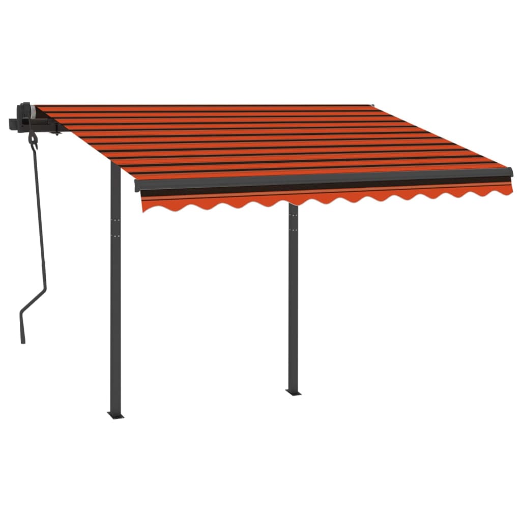 VidaXL Luifel handmatig uittrekbaar met LED 3x2,5 m oranje en bruin